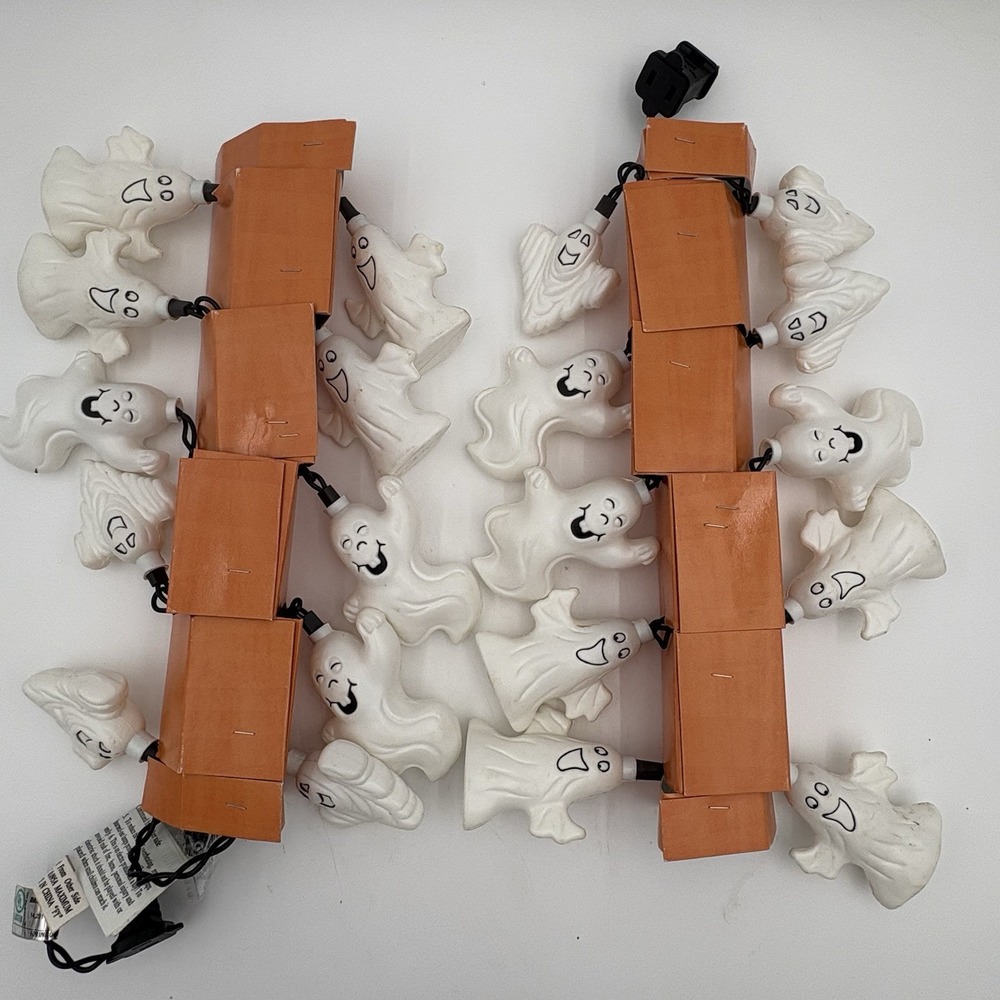Vintage Halloween Ghost Blow Mold String Light 2 Sets New‎ Unused Lot of 20